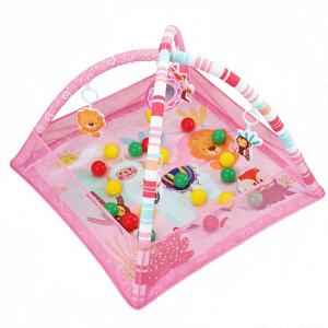 Tiny Paws Baby Play Gym & Ball Pit &ndash; Pink Forest Animal Theme with Sensory Toys