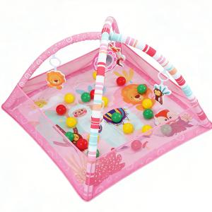 Tiny Paws Baby Play Gym & Ball Pit &ndash; Pink Forest Animal Theme with Sensory Toys (Model: ZL2302)