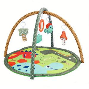 Tiny Paws Dinosaur Theme Round Baby Play Gym &ndash; Soft Peach Skin Mat with 4 Sensory Toys + Mirror (Model: ZL2310)