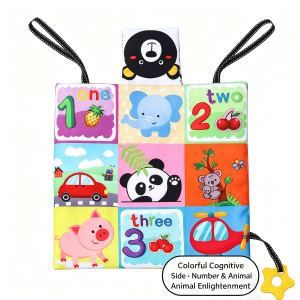 Tiny Paws High Contrast Multi-Functional Baby Comforter &ndash; 2-in-1 Crinkle, Squeaker & Safety Mirror with Teether (Model: ZL2508)