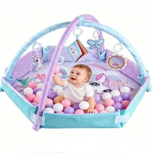 Tiny Paws Unicorn Theme 4-in-1 Hexagon Baby Play Gym with Tummy Time Pillow  (Model: ZL2411)