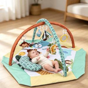 Tiny Paws Forest Animal 3-in-1 Baby Play Gym & Activity Mat &ndash; Detachable Arches with Foldable Fence & Tummy Pillow (Model: ZL2401)
