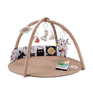 Tiny Paws 4-in-1 Beige Round Baby Play Gym with Optional Detachable Bed Bumper (Model: ZL2504-1)