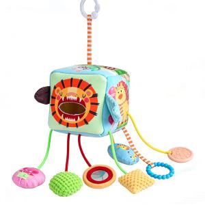 Tiny Paws Baby Pull String Toy &ndash; Crib & Stroller Hanging Activity Cube with Sensory Straps & Teether (Model: ZL2515)